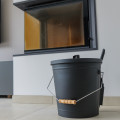 Seau à cendres 24L - Seau à charbon - Avec pelle - Acier - Poignée de transport en bois - Cheminée Poêle et Barbecue