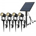 Spots solaires LED avec piquets X4 - Câble 3M - Éclairage Exterieur Solaire pour Jardin, Chemin - Orientable - Étanche IP44
