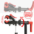 Support de réparation pour vélo - Tête de serrage rapide - Rotation 360° - Pied atelier vélo - 3 Outils de nettoyage