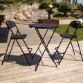 Lot de deux chaises de bar pliantes noires - Ht 120cm - Chaises hautes pliantes - Cadre en acier - avec dossier et repose pied