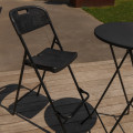 Lot de deux chaises de bar pliantes noires - Ht 120cm - Chaises hautes pliantes - Cadre en acier - avec dossier et repose pied