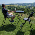 Lot de deux chaises de bar pliantes noires - Ht 120cm - Chaises hautes pliantes - Cadre en acier - avec dossier et repose pied