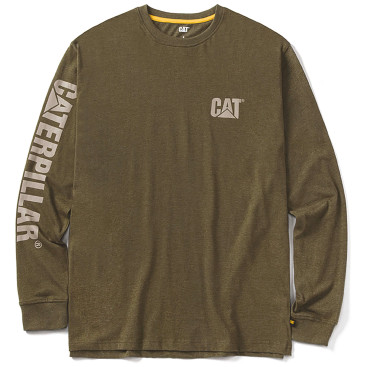 Tee-Shirt Manches Longues – Caterpillar Trademark Banner Army Moss – 100% Coton – Confort Travail Extérieur
