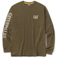 Tee-Shirt Manches Longues – Caterpillar Trademark Banner Army Moss – 100% Coton – Confort Travail Extérieur