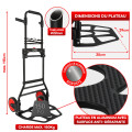 Diable pliable 150kg - Tube acier - Roues increvables - Faible encombrement - Ht 115cm - Plateau antidérapant aluminium 35x29cm