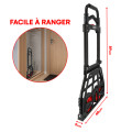 Diable pliable 150kg - Tube acier - Roues increvables - Faible encombrement - Ht 115cm - Plateau antidérapant aluminium 35x29cm