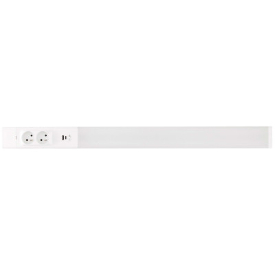 Réglette LED cuisine 80cm - Réglette d'angle - Aluminium - 18W - 2 prises - 2 chargeurs USB 