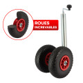 Roue Jockey double - Tube métal 48mm - Pneus increvable 260x85mm - Pour caravane et remorque