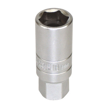 Douille longue 18 mm, acier au chrome vanadium, satinée, 6 pans,carré 1/2 - 12,7 mm - AUTOBEST