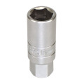 Douille longue 18 mm, acier au chrome vanadium, satinée, 6 pans,carré 1/2 - 12,7 mm - AUTOBEST