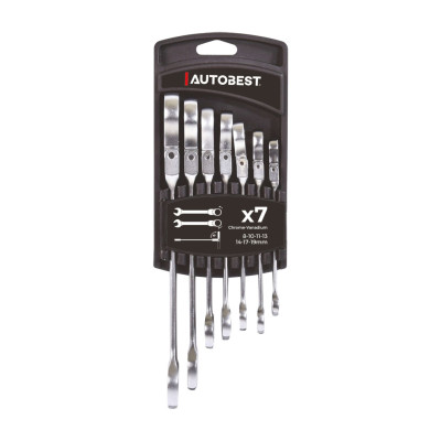 Clés mixtes à cliquet, chrome vanadium satinées X 7 - AUTOBEST