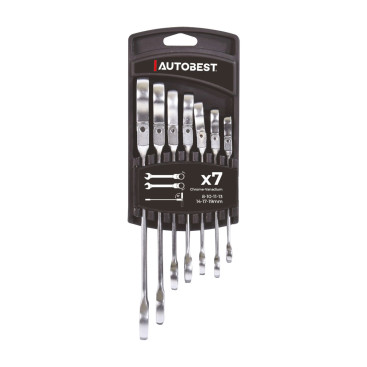 Clés mixtes à cliquet, chrome vanadium satinées X 7 - AUTOBEST