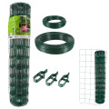 Grillage soudé - Rouleau 25x1m - Maille 100x100 mm - épais. 2mm - Acier galvanisé plastifié - Tendeurs et câbles inclus