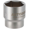 Douille 32 mm, acier au chrome vanadium, satinée, 6 pans,carré 1/2 - 12,7 mm - AUTOBEST