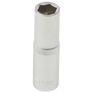 Douille longue 14 mm, acier au chrome vanadium, satinée, 6 pans,carré 1/2 - 12,7 mm - AUTOBEST