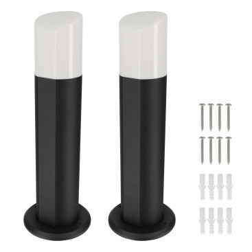 2 bornes éclairage extérieur - Hauteur 45cm - Corps aluminium - étanche IP54 - pour ampoule E27 - Potelets pour allée et jardin