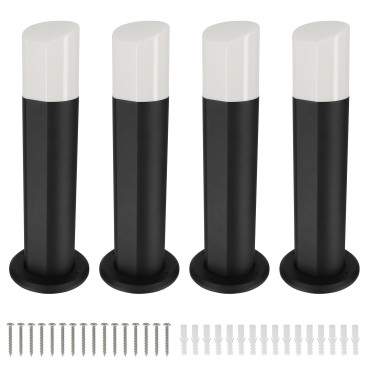 4 bornes éclairage extérieur - Hauteur 45cm - Corps aluminium - étanche IP54 - pour ampoule E27 - Potelets pour allée et jardin