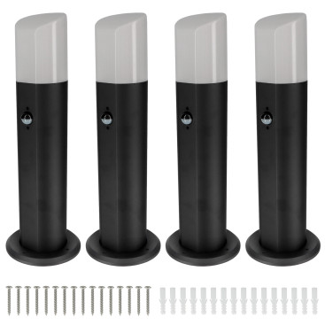 4 bornes éclairage extérieur avec détecteur de mouvement - Ht 45cm - Aluminium - étanche IP54 - pour ampoule E27 - Potelets