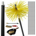 Kit ramonage cheminée - 12 pièces - Hérisson PVC - 7 cannes souples 1m40 - 2 brosses - Pelle - Conduit inox souple ou rigide