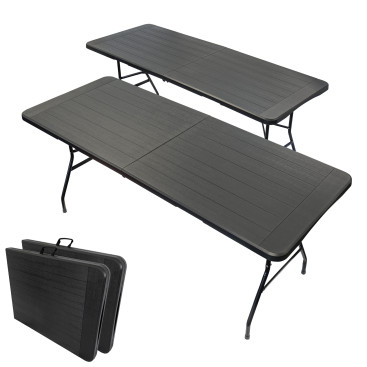 Lot de 2 tables noires effet bois
