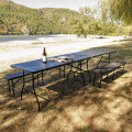 Lot de 2 tables noires effet bois