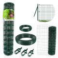 Grillage soudé - Rouleau 25x1m - Maille 100x50 mm - épais. 2mm - Acier galvanisé plastifié - Tendeurs et câbles inclus