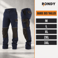 Pantalon de travail stretch avec poches genouillères - Marine 
