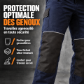 Pantalon de travail stretch avec poches genouillères - Marine 
