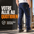 Pantalon de travail stretch avec poches genouillères - Marine 